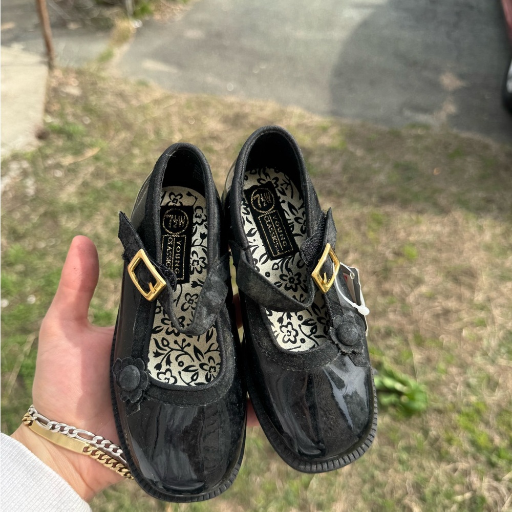 Black Patent Leather Dress Shoes with Buckle